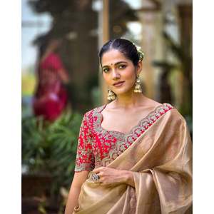 Saree de soirée avec broderie séquentielle et cordon - Product Image 3