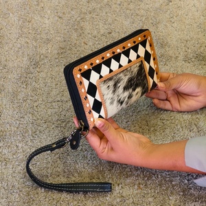 Venus Leather Were Designer Luxury Hand Tooled Carving Cowhide Wristlet Clutch <b>Wallet</b> <b>RFID</b> Protection Large Capacity Button - Product Image 2