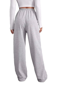 Pantalon de jogging large gris pour homme, taille élastique avec cordon de serrage, poches latérales, décontracté, tricoté mi-lourd et respirant pour l'automne - Product Image 6