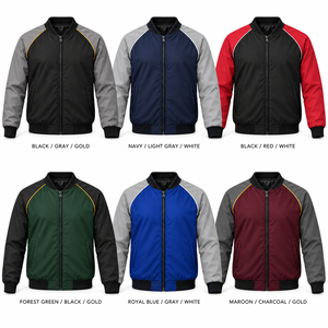 Chaqueta bomber de talla grande para hombre con bloques de color, estilo casual de otoño, con cuello alto y cremallera, a prueba de viento. - Product Image 3