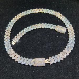Cadena Cubana de Plata de Ley 925 Chapada en Oro con Moissanita, Joyería de Moda Hip Hop para Hombres y Mujeres - Product Image 1