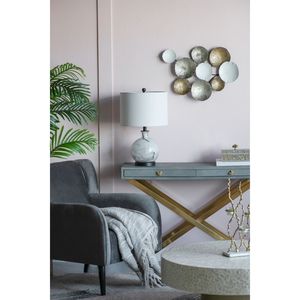 Lampada da tavolo in vetro bianco e grigio 14x14x23 - Product Image 5