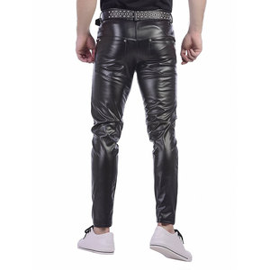 Hot Sale Men's Pants High Waist Leather Casual Full Length <b>Winter</b> Lightweight Straight Pattern Leather Pants Custom Logo Top - Product Image 3