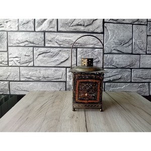 Brass Lantern With Intricate Cutout Design Portable Home Decoration Handmade Metal Candle Holder - Product Image 5