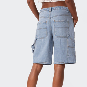 Shorts de Mezclilla de Cintura Alta con Cierre de Botones, Estilo Bermuda para Mujer, Ropa de Verano Informal, Suaves y de Alta Calidad - Product Image 6