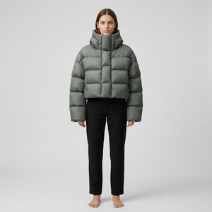 Kapuzen-Steppjacke Unisex Kurz Baumwollgefüllt Winddicht Reißverschluss Patchwork Buchstaben-Design Vorne Einfarbig Lässig - Product Image 6