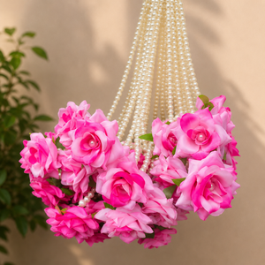 Guirlande suspendue de roses artificielles, perles, fleurs en plastique roses, décoration murale extérieure, faite à la main, élégante, NOUVELLE ARRIVÉE - Product Image 4