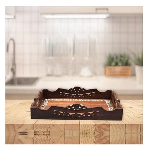 Plateau de service rectangulaire en bois d'acacia de qualité supérieure, fait à la main, en bois naturel, pour la cuisine, l'hôtel et la restauration - Product Image 3