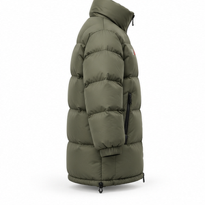 Hot Selling Article <b>Men's</b> Long Puffer Jacket Olive Green Windproof Heavyweight Stand Collar <b>Winter</b> <b>Parka</b> <b>Coat</b> Factory OEM - Product Image 3
