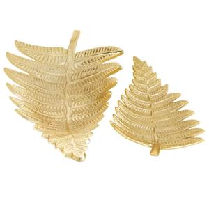 Leaf Shape Metal Serving <b>Tray</b> Polished Finish With Handle Residential Decorative <b>Trays</b> Gold And <b>Silver</b> Color Table Accessories - Product Image 5