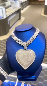 Pendentif en argent 925 serti de pierres, bijoux hip-hop, pendentif cœur en moissanite VVS, certifié GRA, pendentif en moissanite personnalisé pour homme - Product Image 2