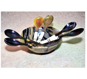 Dernier modèle HANDICRAFT HUB Bol de service en corne Écologique Design moderne pour fêtes Tonalités brunes Poli Bol alimentaire Minimaliste - Product Image 6