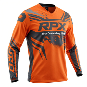 เสื้อเจอร์ซีย์มอเตอร์ครอส RPX แบบสั่งพิมพ์ลายแบบ Sublimation แขนยาว สีส้มดำ แห้งเร็ว สำหรับผู้ชาย เสื้อแข่งออฟโรด เสื้อเจอร์ซีย์มอเตอร์ครอส - Product Image 2