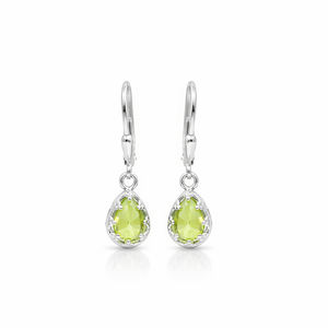Pendientes de Plata de Ley 925 con Peridoto en Forma de Pera, Bañados en Oro, con Cierre Seguro, Diseño de Gema Colgante - Product Image 4