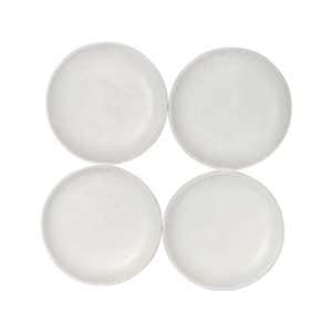 Posavasos de vidrio hechos a mano blancos mate redondos de madera de mango con grabado de logotipo polaco personalizado (Juego de 4) para utensilios de cocina y vajilla - Product Image 1