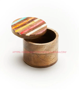 Handmade Foldable Wood Jewelry Box <b>with</b> Carved Resin Bone Inlay Triangle Pattern Classic Design Storage <b>Boxes</b> for Living Room - Product Image 6