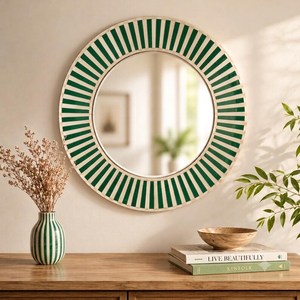 NEHA ENTERPRISES Custom Bone Inlay Bohemian Mirror Frame Handmade Decorative Border Luxury Bathroom Wall Mirror Home Decoration - Product Image 4