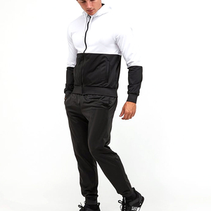 Factory Direct Two-Tone Color Block Breathable Activewear Tracksuit <b>Plus</b> <b>Size</b> Men <b>Jogger</b> <b>Set</b> Midweight Sweatshirt and Sweatpants - Product Image 1