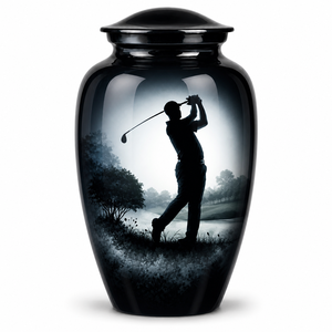 Pegatina con silueta de golfista y urna funeraria de esmalte para cenizas de adultos - Product Image 6