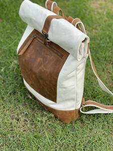 Leather <b>Canvas</b> Backpack Strong <b>Canvas</b> Travel <b>Laptop</b> <b>Bag</b> Wholesale Bulk OEM Factory Direct LCB-0073 - Product Image 6