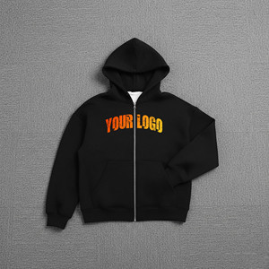 Custom Made Winter Drop Shoulder 100% Cotton French Terry Zip Hoodie Embroidered Puff Printed Logo Plain Dyed Oversized - Product Image 1