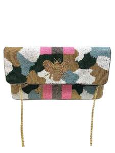 Purse Women Party Evening Handbag Elegant Pastel Geometric Beaded Embroidery Clutch Bag Triangle Design Eid Special Envelope - Product Image 4