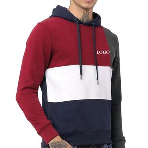 Diseño de moda personalizado de peso pesado Color Block Pullover Hoodie para hombres transpirable y cómodo básico mezcla de algodón - Product Image 1