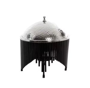 ชามเสิร์ฟทรงโดมสแตนเลสหรูหราพร้อมฐานสีดำ จานใส่ขนม อัลมอนด์ ถั่ว ของตกแต่งโต๊ะรอมฎอน อีด - Product Image 1