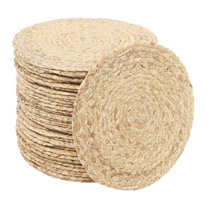 Hot Selling Natural Best Seller Set Of 40 <b>Hand</b>-Woven Water Hyacinth Placemats, Round <b>Heat</b>-Resistant Table Mats For Dining - Product Image 1