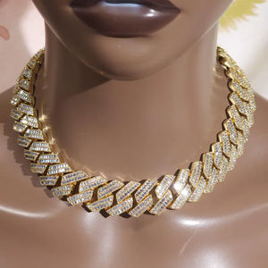 Collier gourmette de luxe en moissanite et diamant, en argent 925 plaqué rhodium, style hip-hop, chaîne statement sertie de pierres, bijoux raffinés, cadeau - Product Image 1