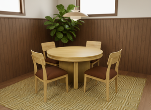 Modern Coffee <b>Table</b> Set with 4 Chairs Solid Ash & Rubberwood Frame Durable Living Room Furniture - Product Image 4