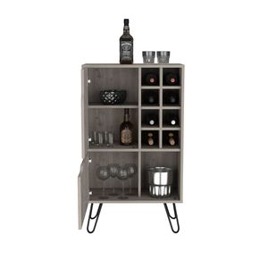 Armadietto a barra a L grigio chiaro Manhattan con anta singola e otto portabottiglie integrati - Product Image 3