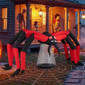 Ragno Gonfiabile Gigante di Halloween, 3 Metri di Larghezza e 1,5 Metri di Altezza, con Testa LED e Luci a Tunnel negli Occhi, in PVC Nero e Rosso e Materiale Oxford - Product Image 1