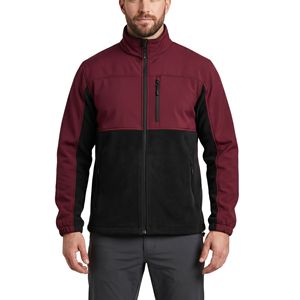 Veste Softshell Bicolore Bordeaux Épaisse Coupe-Vent Entièrement Zippée avec Poches Pratiques – Blouson Polaire Décontracté - Product Image 1
