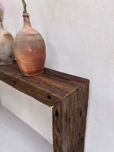 Mesa Consola Rústica de Roble, Madera Sólida, para Pasillo o Entrada, Mueble de Estilo Rústico, Decoración para el Hogar en Madera Natural Vintage - Product Image 5