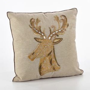 Santa Claus Punch <b>Needle</b> Cushion Cover White Cotton Pillow <b>Case</b> Embroidery Holiday Sofa Throw Pillow Shell For Winter Home - Product Image 2
