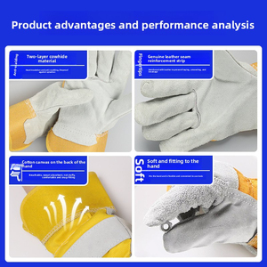 Wholesale Welder Gloves Supplier Cheap 4 Goatskin Cowhide Leather Heat Resistant Safety Hand Work TIG Argon Welding Gloves - Product Image 4