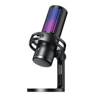 Micrófono USB RGB para Juegos y Streaming, Reducción de Ruido, Captación de Voz Clara, Soporte Ajustable, Plug and Play, Micrófono de Condensador