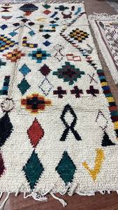 Tapis marocain en laine fait main, couleur unie, style berbère, shaggy, tribal, noué à la main, moderne, antidérapant, lavable, extra épais, moyen - Product Image 4