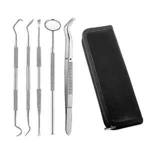5 Pcs Dental Kit Tongue <b>Scraper</b> Mouth Mirror Scaler <b>Plaque</b> Remover Tooth Pick Dental Cleaning Tool Set - Product Image 1