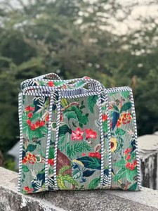 Monkey Block Print Quilted Tote <b>Bag</b>: <b>Boho</b> Shoulder For Women's Travel <b>Bags</b> - Product Image 1