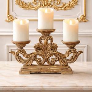 Supports de bougies en verre à 3 coupelles sur base en bois doré, style hurricane, pour centre de table, décoration moderne pour la maison - Product Image 3