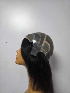 Perruque complète longue en cheveux vierges péruviens noirs naturels, dentelle transparente, cheveux de bébé, taille moyenne, base en dentelle suisse - Product Image 5