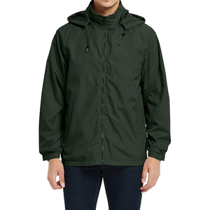 OEM <b>Lightweight</b> Waterproof Windbreaker <b>Jacket</b> for <b>Men</b> | Custom <b>Rain</b> <b>Jacket</b> with Stand Collar and Hooded Design <b>Men's</b> <b>Jackets</b> - Product Image 1