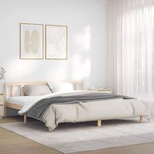 Cadre de lit en bois de pin massif 75,98 x 79,92 po, lits en bois naturel - Product Image 1