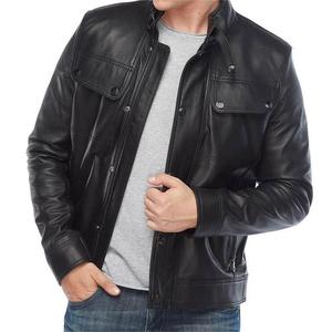 Hot Selling Premium Design Men's <b>Winter</b> <b>Leather</b> <b>Jacket</b> Stand Collar Front Logo Waterproof Windproof Breathable Canvas High - Product Image 3