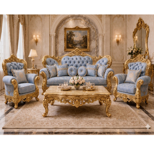 Juego de Sofás de Lujo Estilo Palacio Maharani, Madera Cuadrada, Color y Tamaño Personalizables, Muebles para Sala de Estar, India - Product Image 1