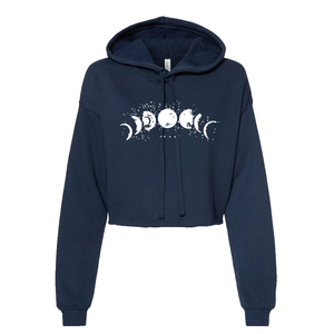 Sudadera Corta con Capucha para Mujer, con Estampado de Fase Lunar, Gris Oscuro, Informal, de Manga Larga, Tejida, con Logotipo Frontal, Estilo Otoñal - Product Image 3