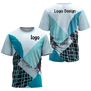 เสื้อยืดกีฬาผู้ชายพิมพ์ลายโลโก้แบบซับลิเมชั่น แขนสั้น คอกลม แห้งเร็ว ผ้าโพลีเอสเตอร์ ดีไซน์สีตัดต่อ - Product Image 5
