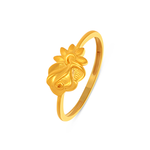 Bague en or jaune massif 9 carats pour femme, motif floral élégant inspiré de la nature, bijoux fins, fabricant en gros - Product Image 1